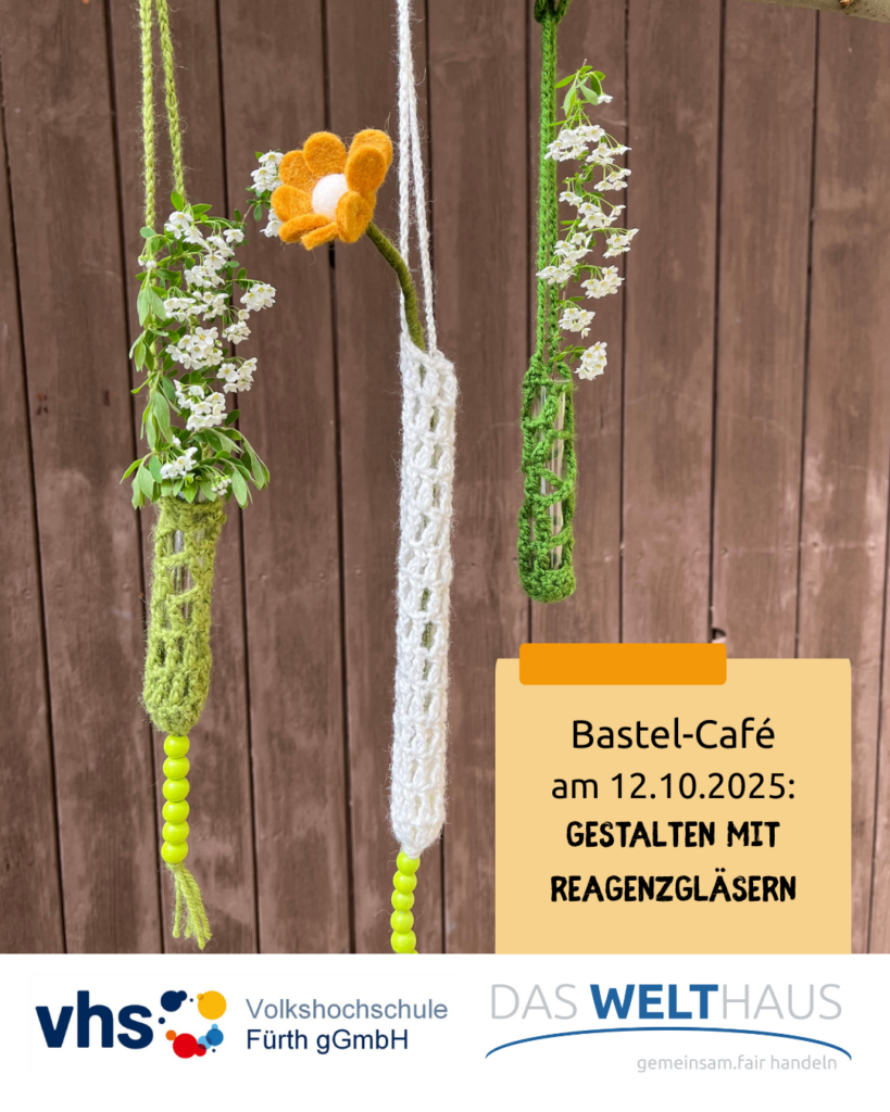 Gestalten mit Reagenzgläsern im Welthaus-Bastel-Café